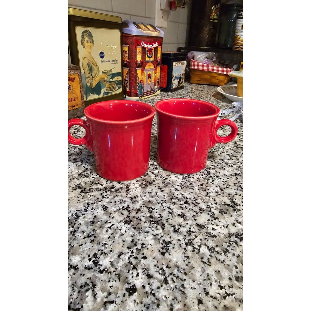 Vintage Fiesta Red Tom and Jerry Mugs